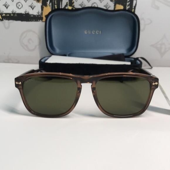 ✨ Brand New Gucci GG0911S 003 Sunglasses – Brown Frame with Green Lenses ✨ - Picture 9 of 14